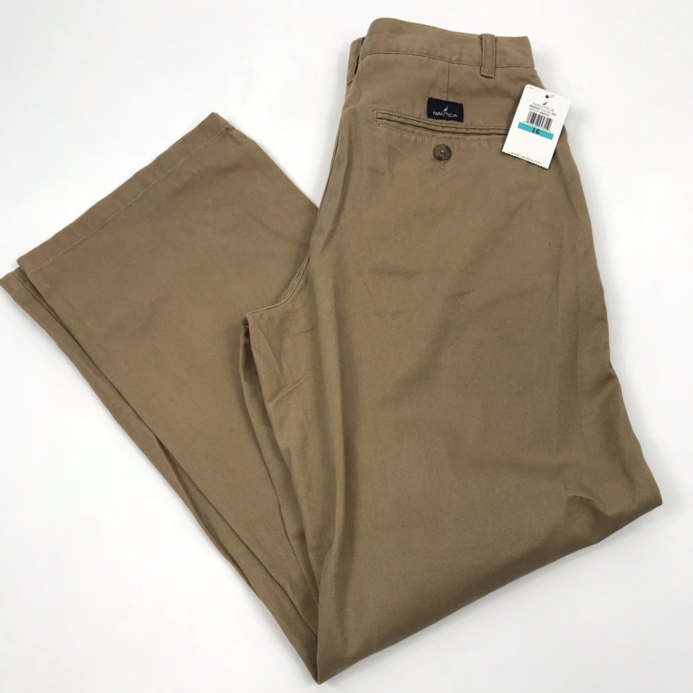Nautica Boys 16 Dress Uniform Twill Pants Khaki
